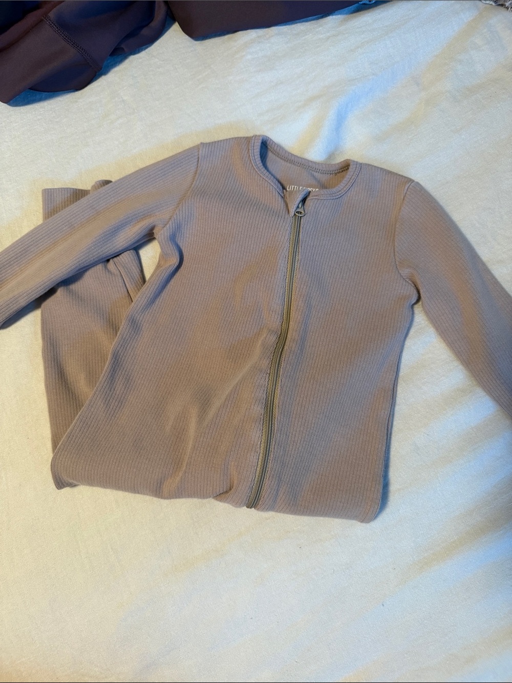 Little Bipsy Ribbed onesie Jacket in Mushroom